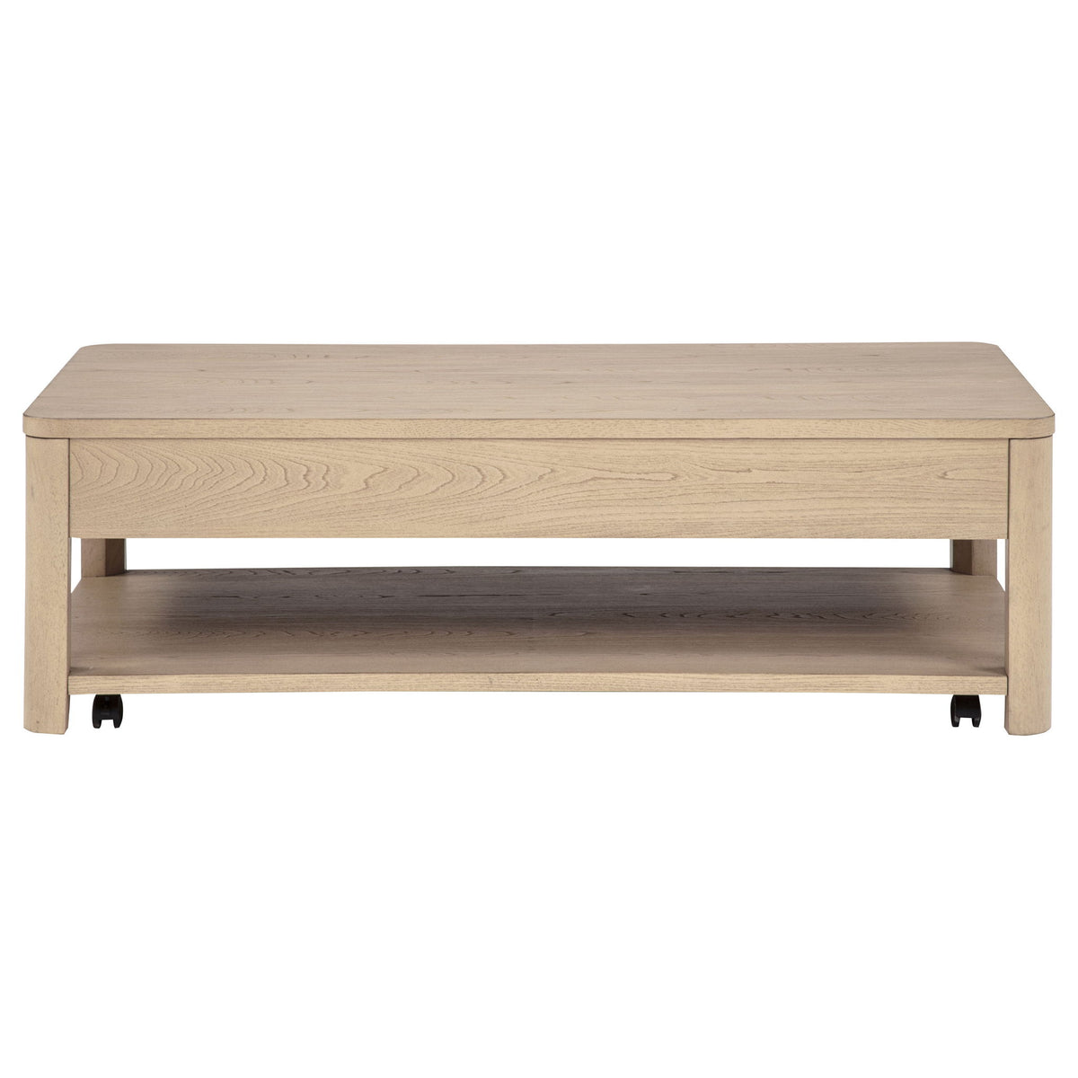 Marcelo Wood Coffee Table with 2 Drawers and Shelf Light Elm