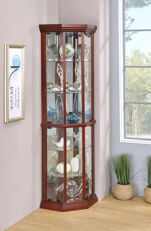Appledale 6-shelf Corner Curio Display Cabinet Medium Brown Default Title