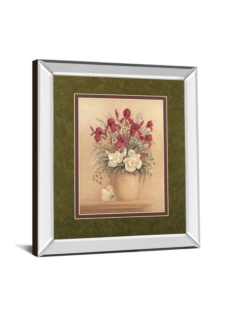 Classic Petal I By Gloria Eriksen - Mirror Framed Print Wall Art - Beige