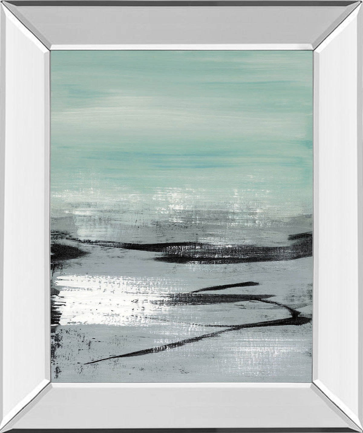 Beach Il By Heather Mcalpine - Mirror Framed Print Wall Art - Light Blue