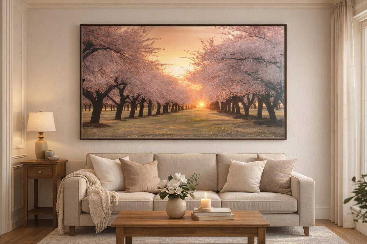 Blush Orchard Hand-Embellished Canvas In Frame - Pink / Gold