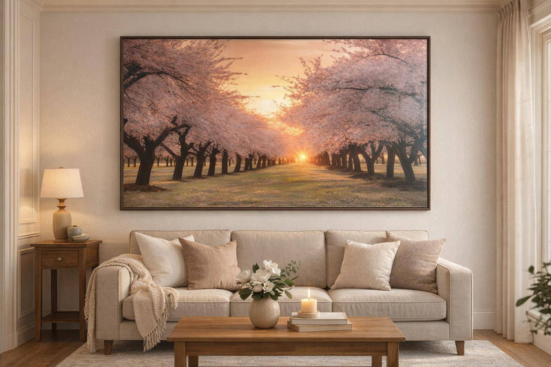 Blush Orchard Hand-Embellished Canvas In Frame - Pink / Gold