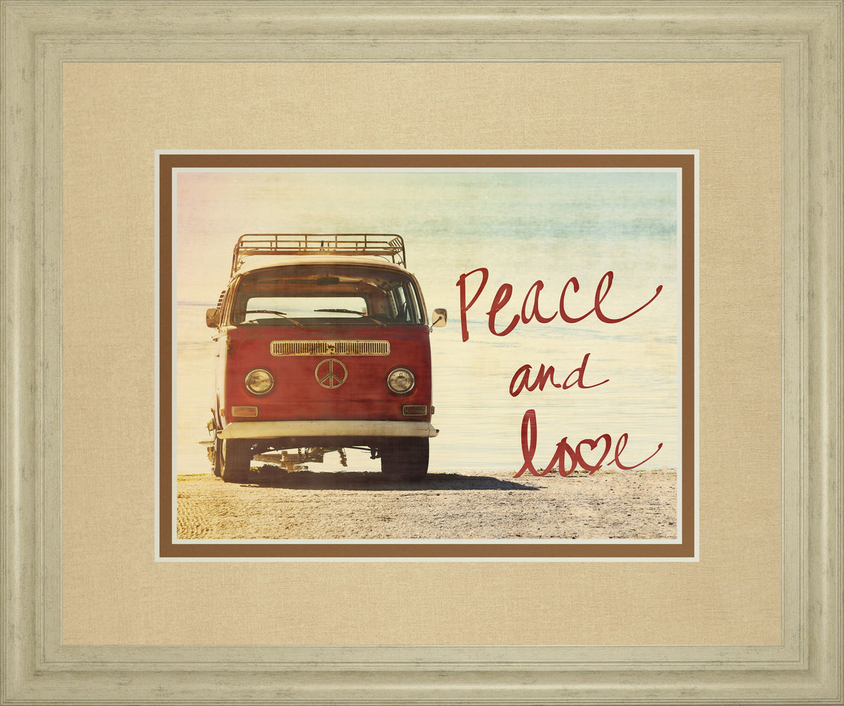 Peace And Love By Gail Peck - Framed Print Wall Art - Beige