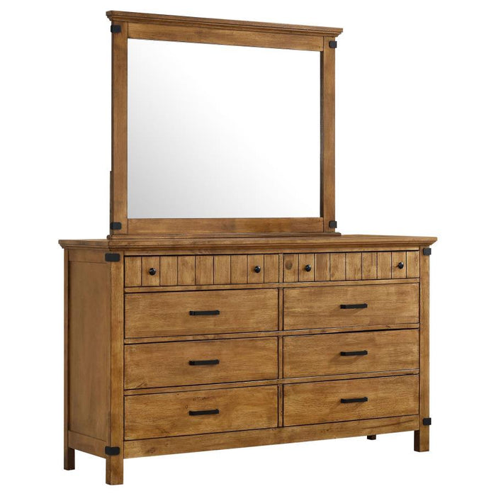 Brenner - 8-Drawer Dresser With Mirror - Rustic Honey