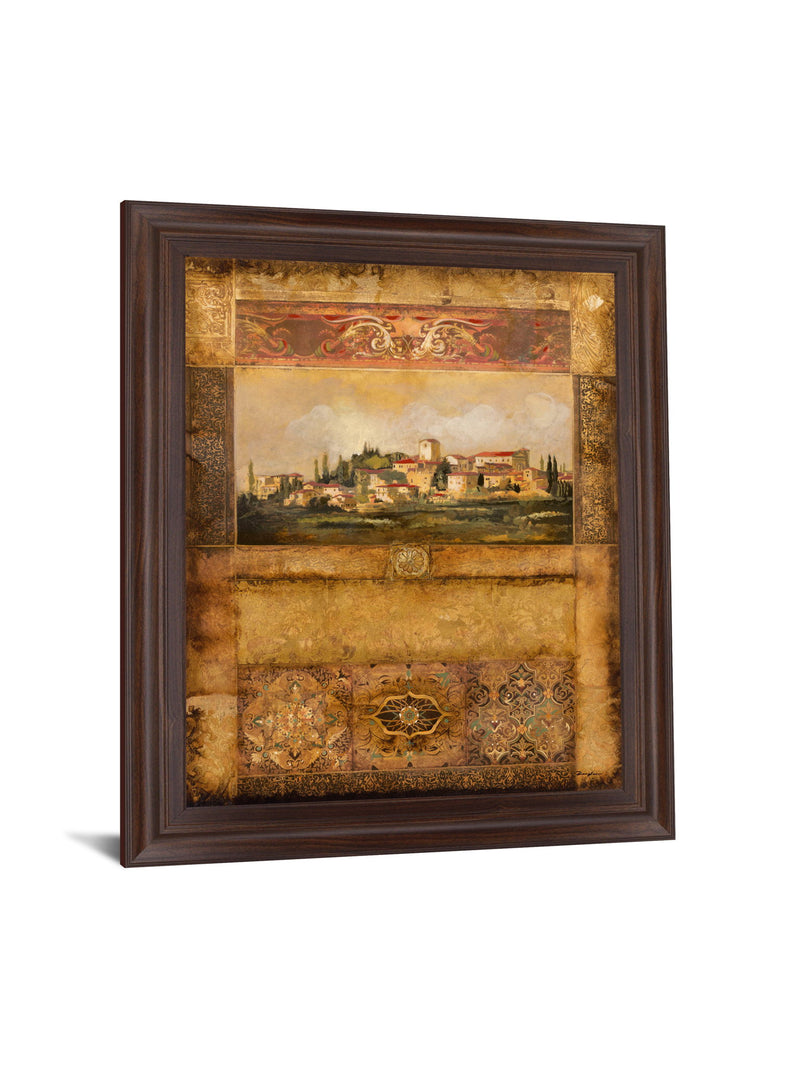 Tuscan Village Mosaic - 28" x 34" Framed Wall Art - Dark Brown
