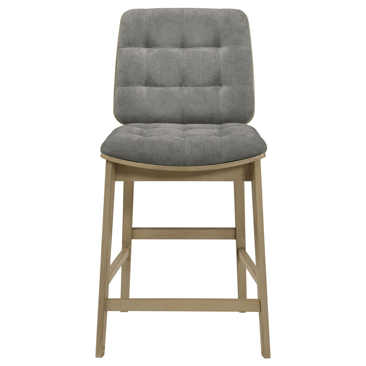 Redbridge Velvet Upholstered Counter Chair Grey and Natural Oak (Set of 2)