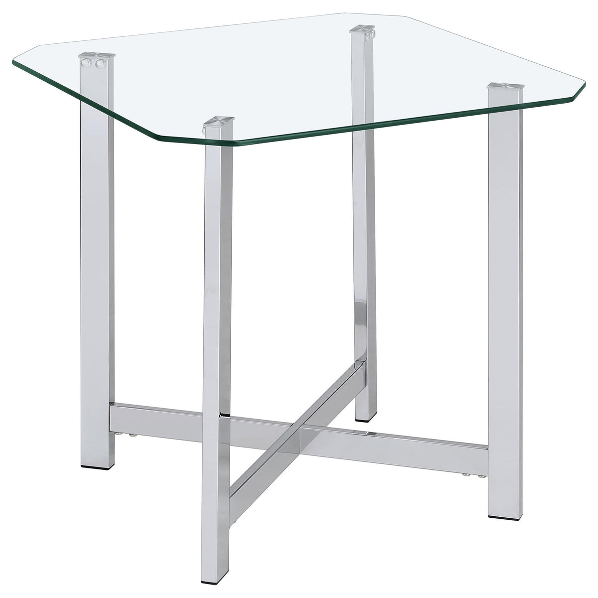 Cronin 2-piece Tempered Glass Top Coffee Table Set Chrome