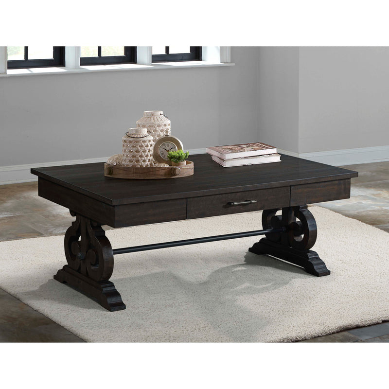 Stone - Coffee Table With PU Base - Dark Walnut