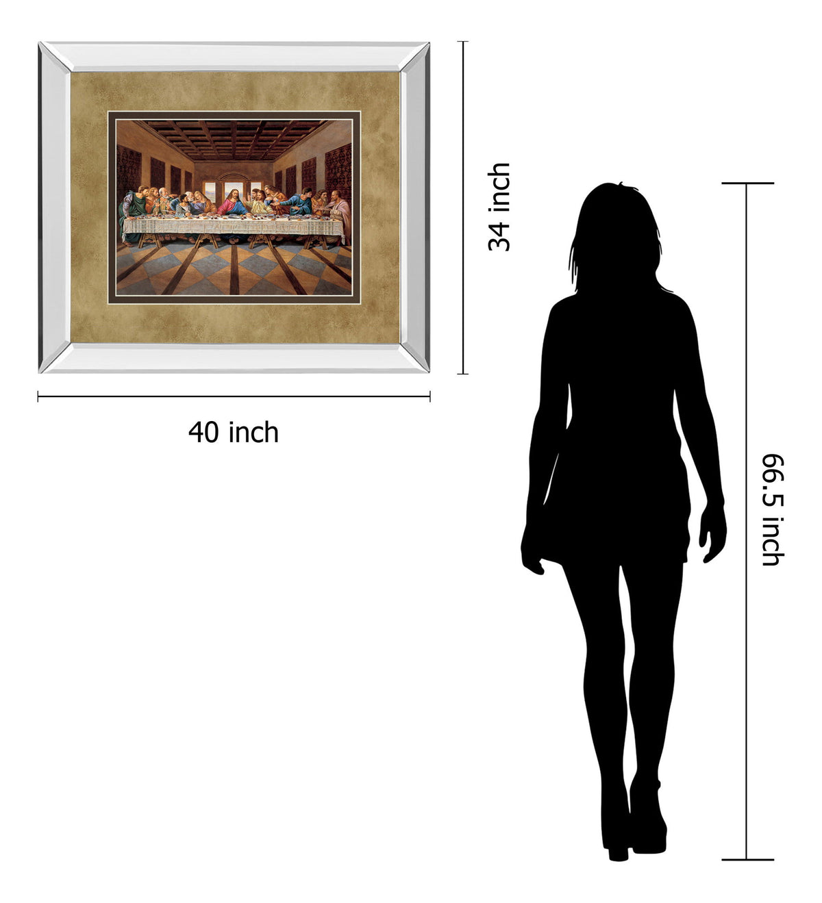 Last Supper - Mirror Framed Print Wall Art - Light Brown