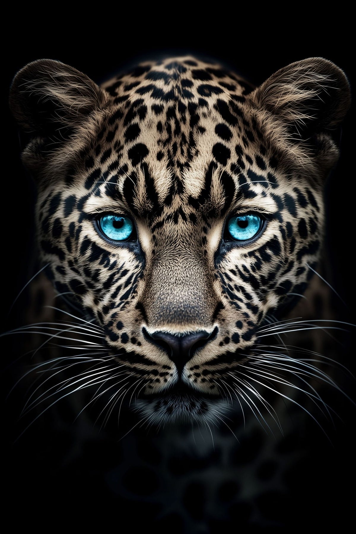 Azure Gaze Majesty - 40" x 60" Framed Wall Art - Black