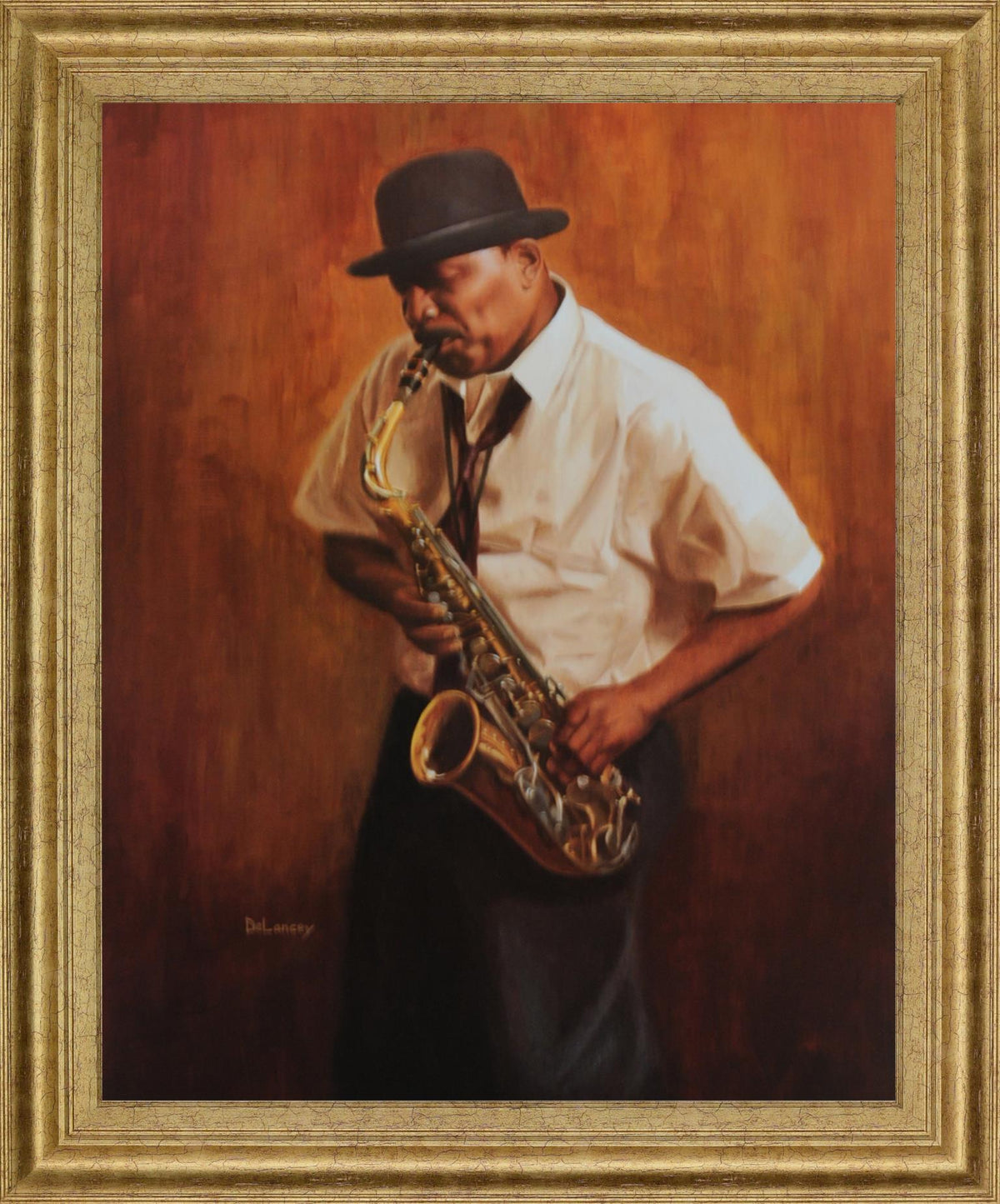 Jazz Nocturne - 28" x 34" Framed Wall Art - Orange