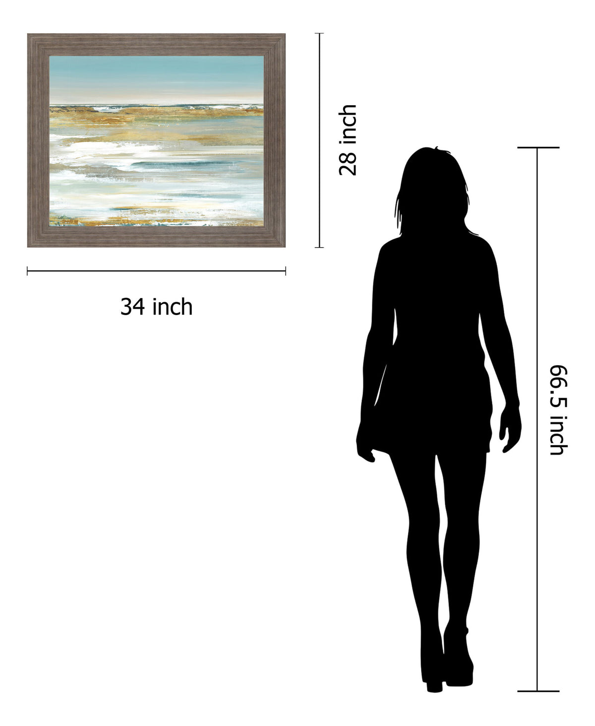 Golden Dusk - 28" x 34" Framed Wall Art - Light Blue
