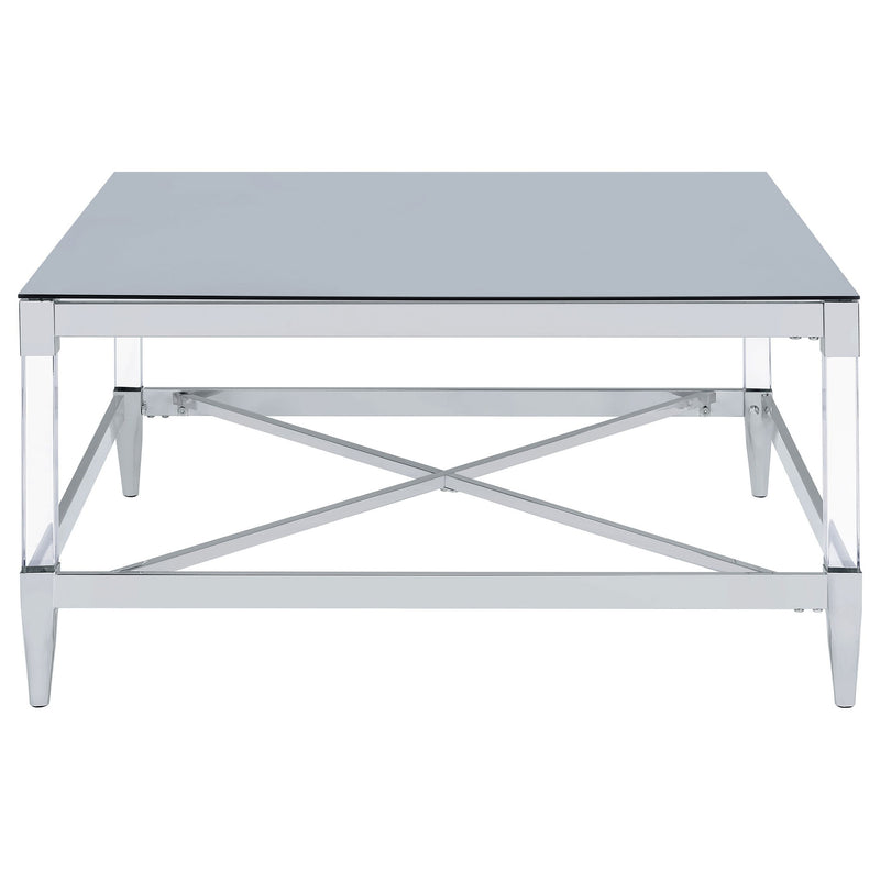 Lindley Square Tempered Mirror Acrylic Coffee Table Chrome