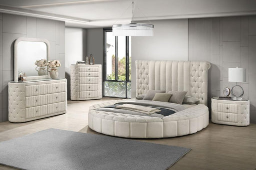 Sonya Upholstered Bedroom Set Ivory Eastern King 5-piece