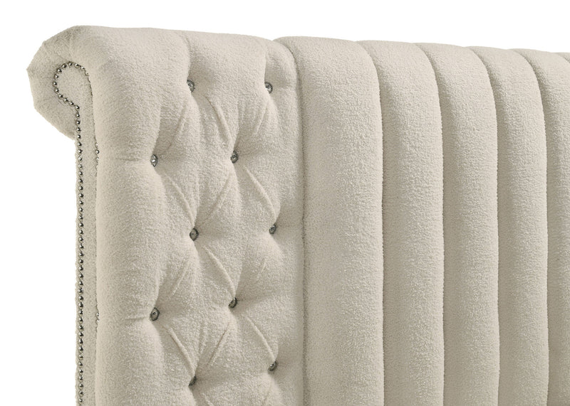 Sonya Upholstered Round Storage Bed Ivory
