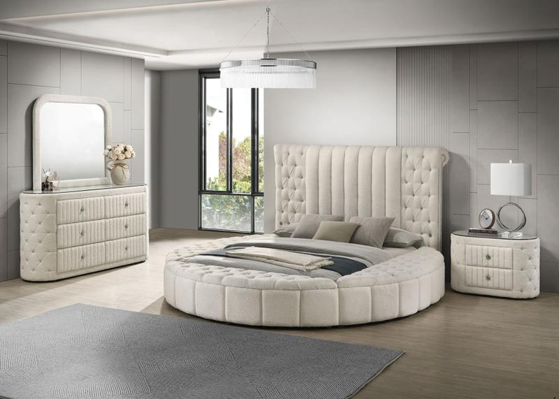 Sonya Upholstered Bedroom Set Ivory Queen 4-piece