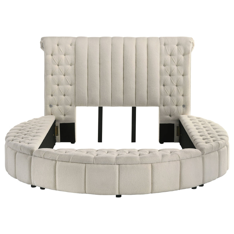 Sonya Upholstered Round Storage Bed Ivory
