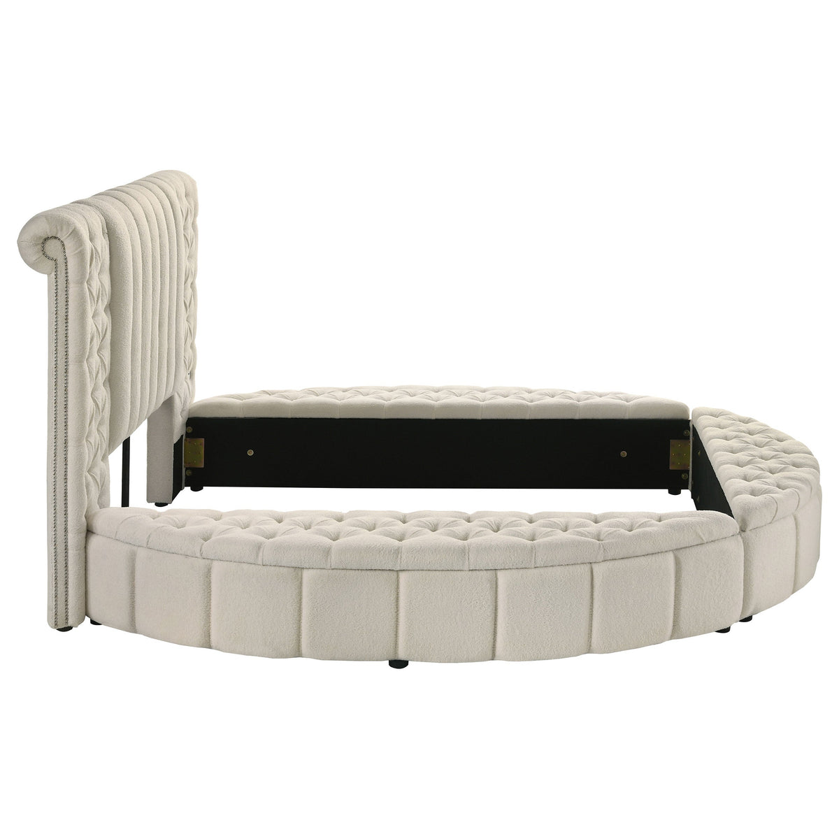 Sonya Upholstered Round Storage Bed Ivory