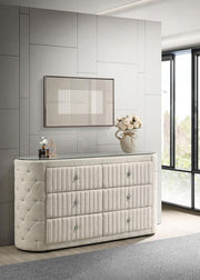 Sonya 6-drawer Upholstered Bedroom Dresser Ivory Default Title