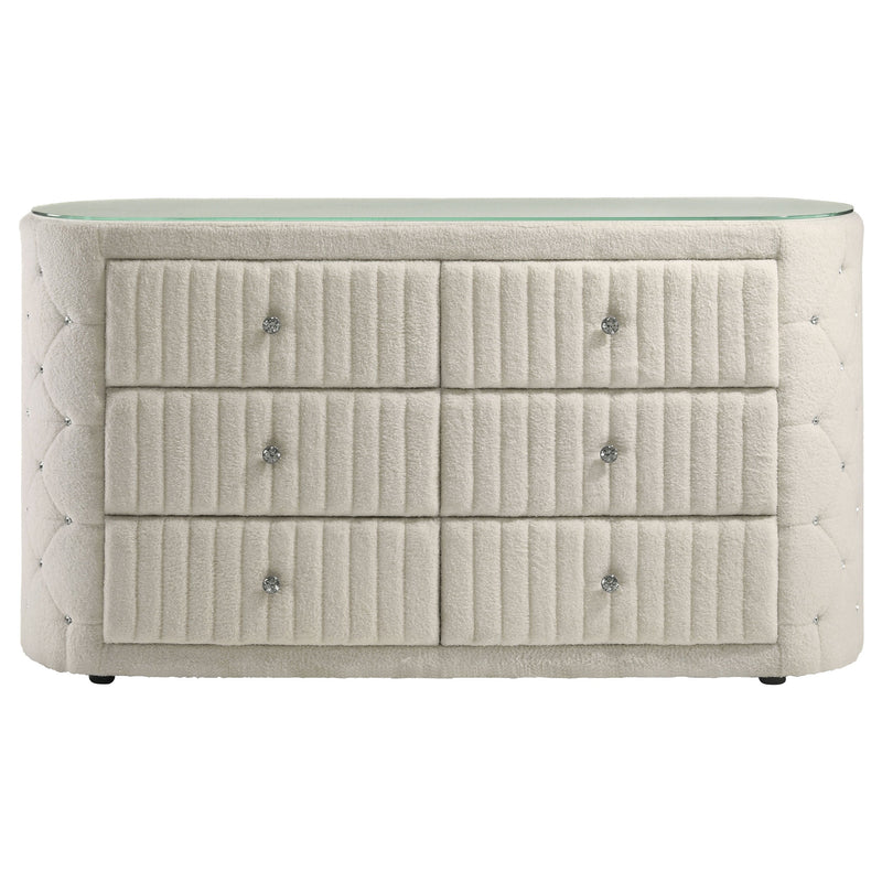 Sonya 6-drawer Upholstered Bedroom Dresser Ivory