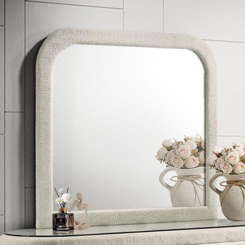 Sonya Upholstered Bedroom Dresser Mirror Ivory Default Title