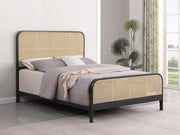 Lanewood Open Cane Webbing Metal Bed Black Queen