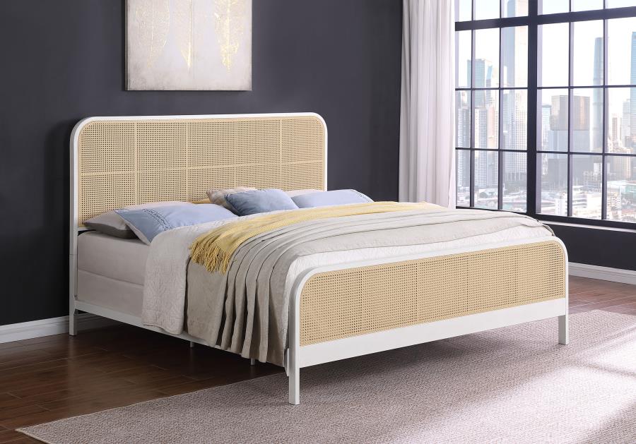 Lanewood Open Cane Webbing Metal Bed White Eastern King
