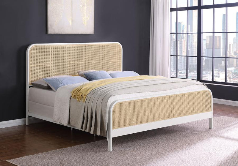 Lanewood Open Cane Webbing Metal Bed White Eastern King