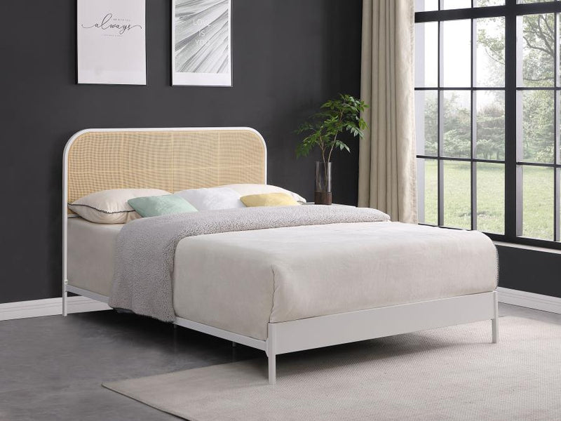 Amherst Radio Weave Rattan Metal Bed White Queen