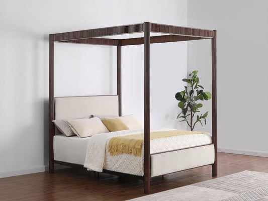 Zimmerlee 89-inch Metal Canopy Bed Rust Brown Queen