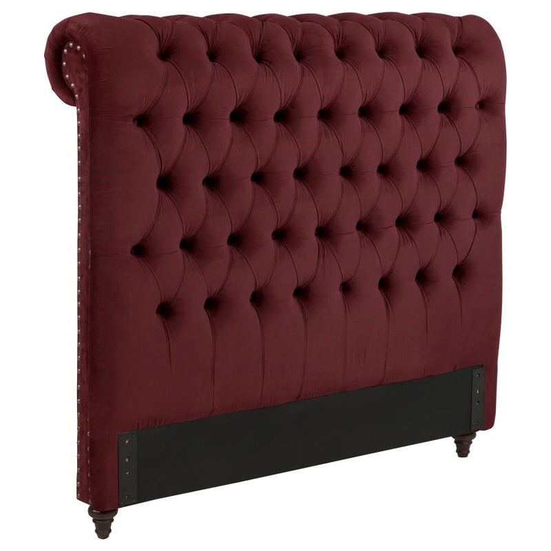 Devon 57-inch Upholstered Headboard Wine Red Full