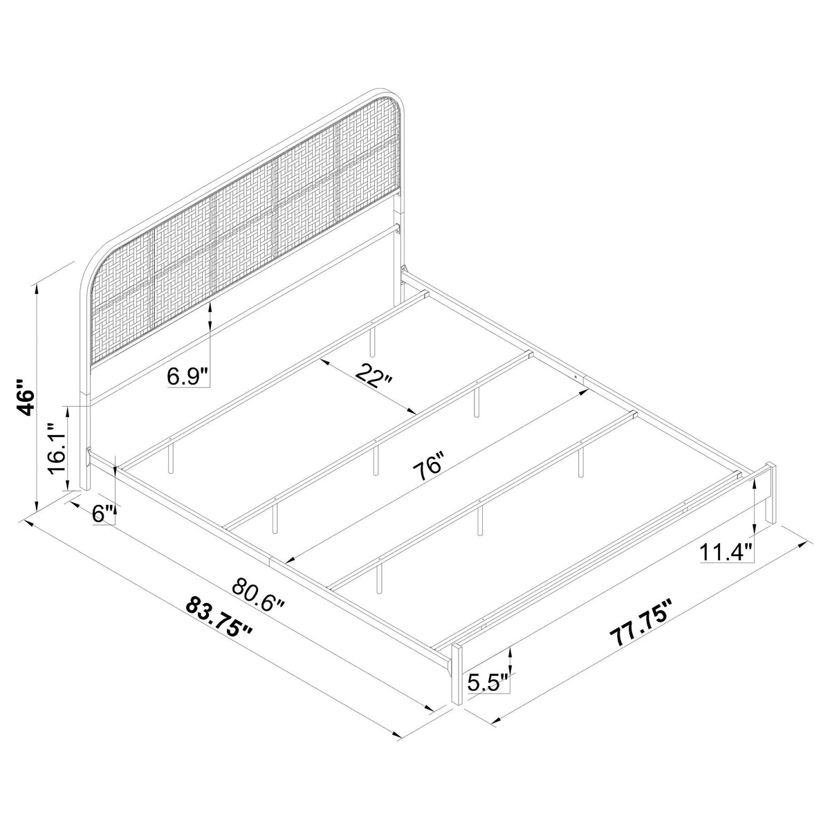 Amherst Radio Weave Rattan Metal Bed