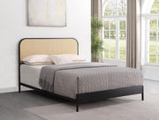 Amherst Radio Weave Rattan Metal Bed Black Queen