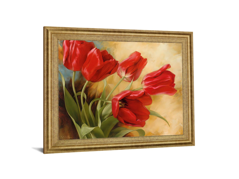 Scarlet Tulip Whirl - 28" x 34" Framed Wall Art - Red