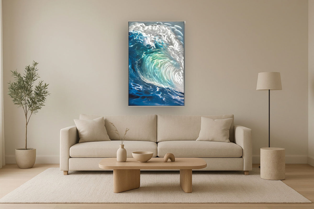 Cerulean Surge - 32" x 47" Framed Wall Art - Blue