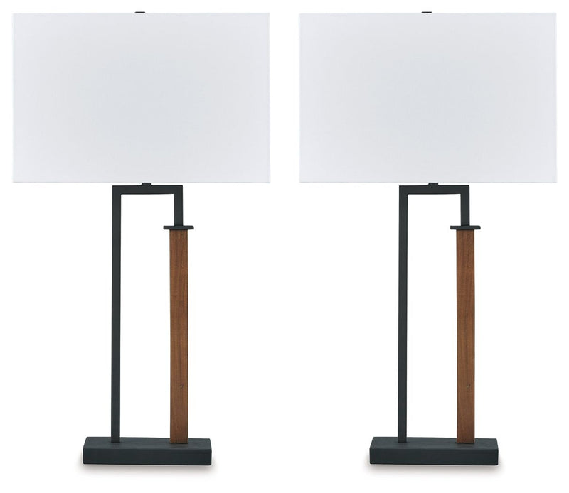 Voslen - Metal Table Lamp (Set of 2) - Black / Brown