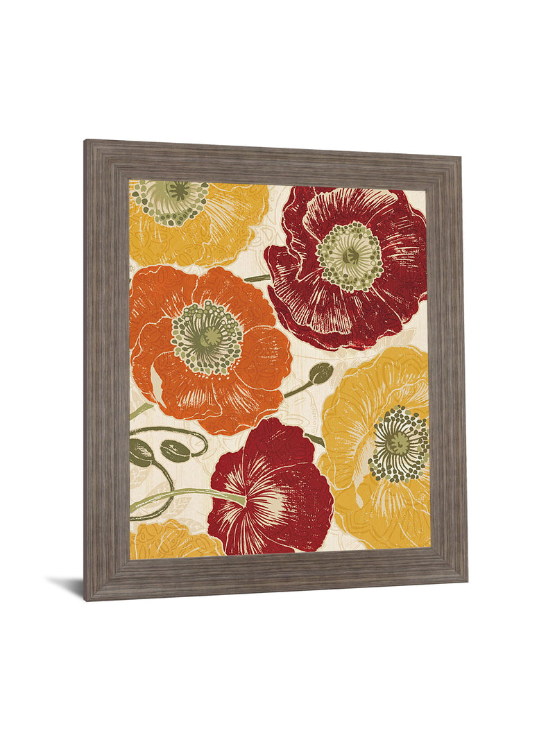 Bold Autumn Poppies - 28" x 34" Framed Wall Art - Orange