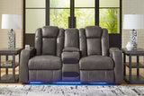 Fyne-Dyme Power Reclining Loveseat with Console - Shadow