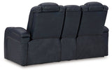 Fyne-Dyme Power Reclining Loveseat with Console - Shadow