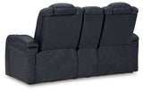 Fyne-Dyme Power Reclining Loveseat with Console - Saphire