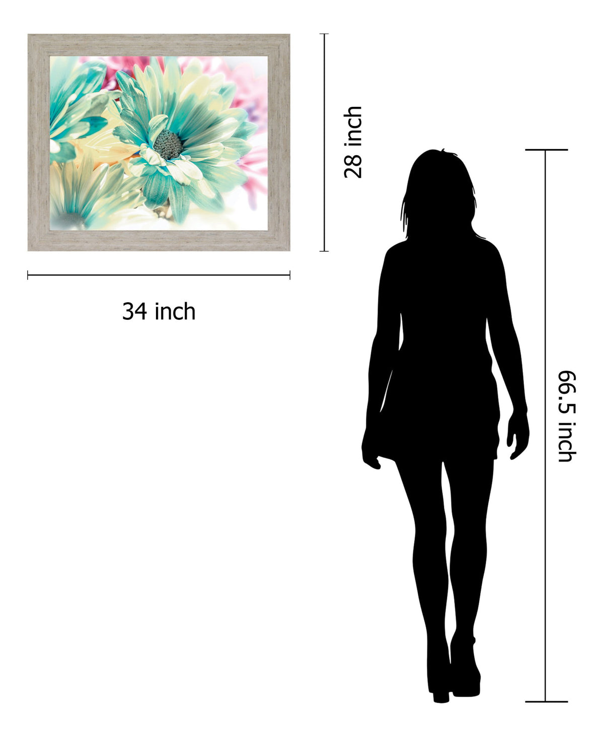 Aqua Petal Dream - 28" x 34" Framed Wall Art - Light Blue