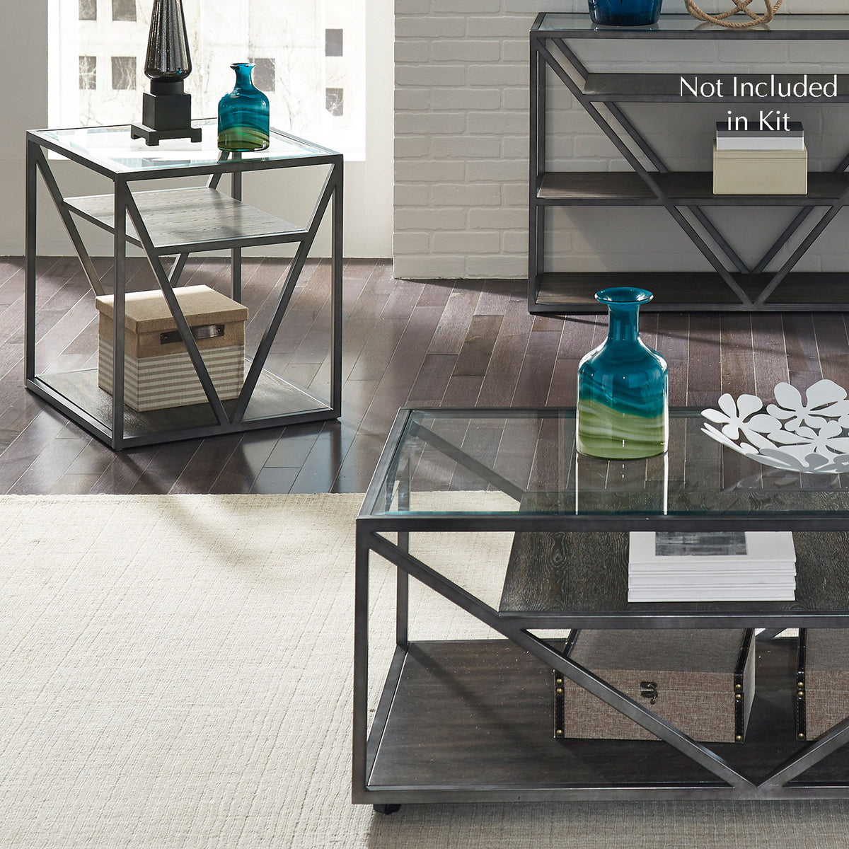 Arista - 3 Piece Table Set (1 Cocktail 2 End Tables) - Cobblestone Brown / Gray Dusty