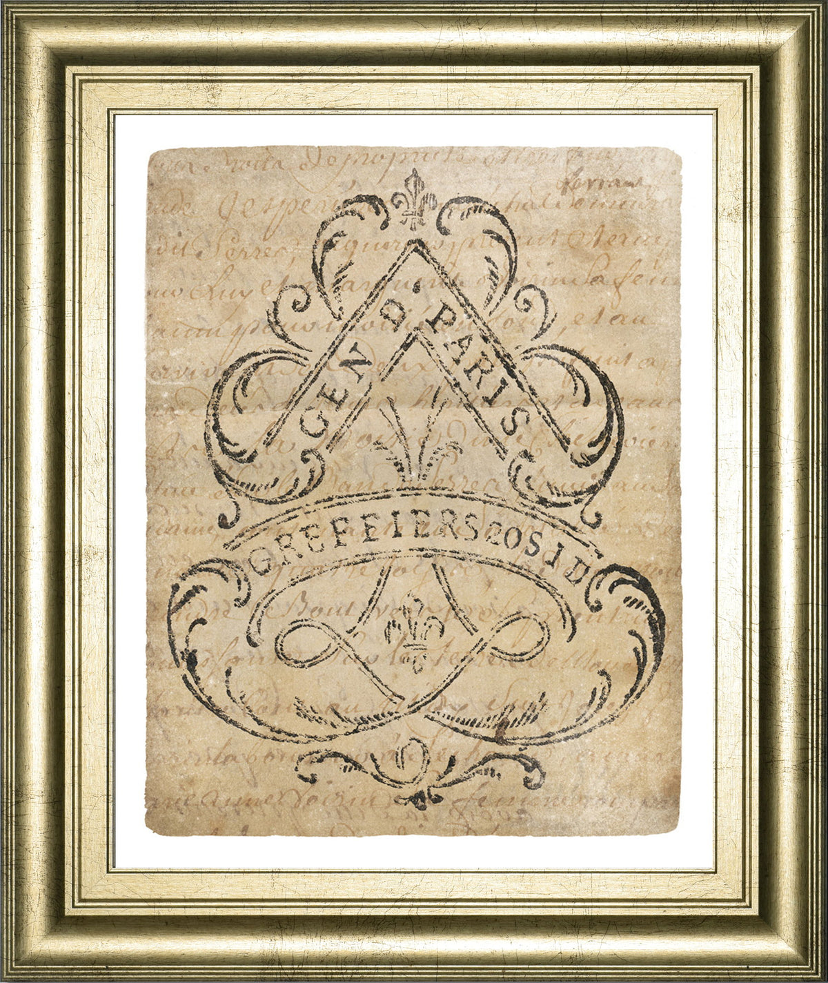 Letter Crest I Vintage V2 By Wild Apple Portfolio - Framed Print Wall Art - Beige