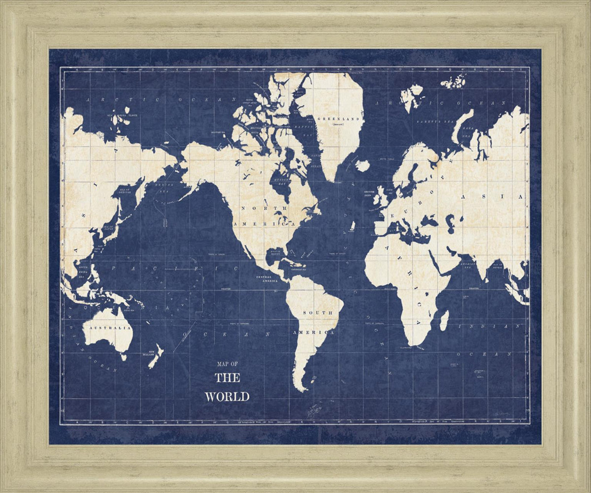 Voyager's Atlas - 28" x 34" Framed Wall Art - Blue