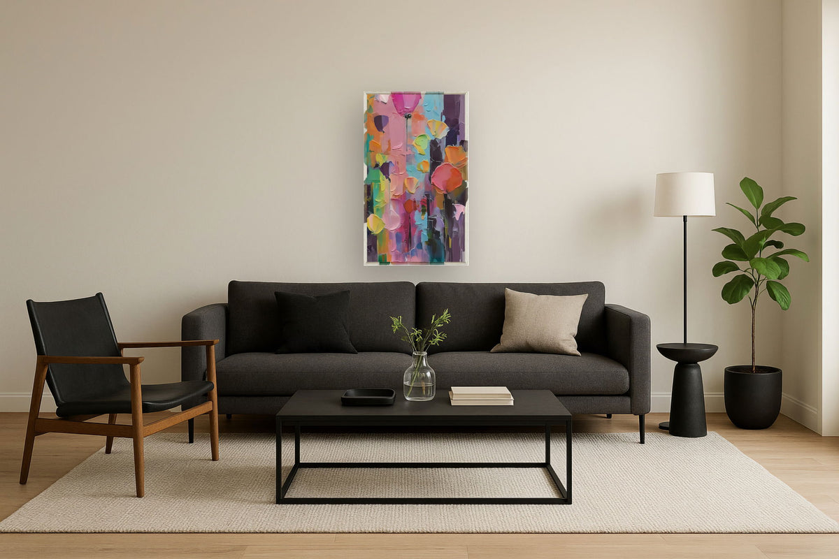 Vivid Petal Drift - 39" x 24" Framed Wall Art - Pink