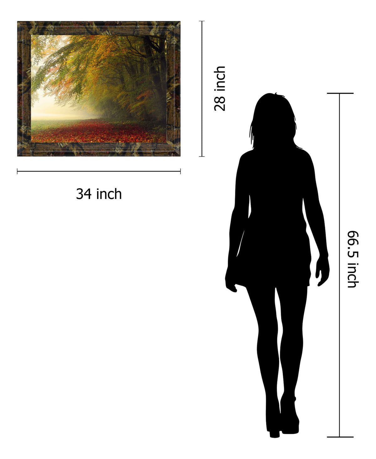 Golden Woodland Veil - 28" x 34" Framed Wall Art - Green