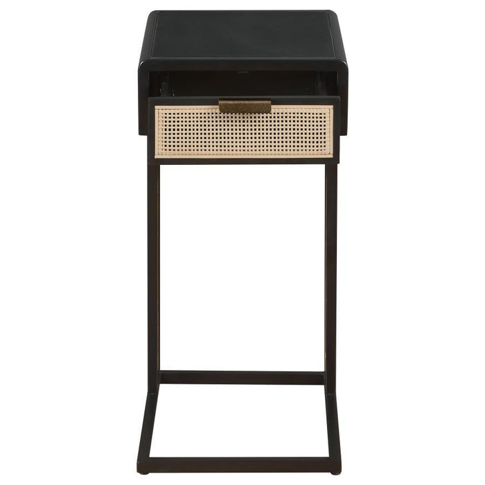 Amherst - 1-Drawer Radio Weave Cane Metal Side Table
