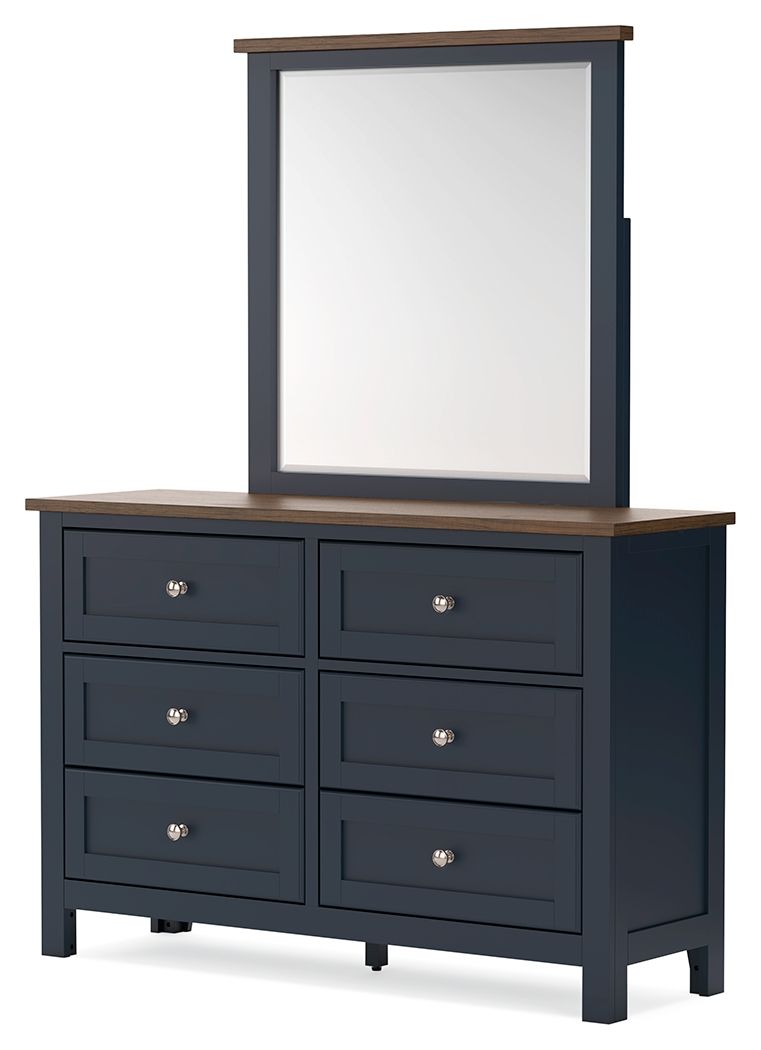 Landocken - Dresser and Mirror - Brown / Blue
