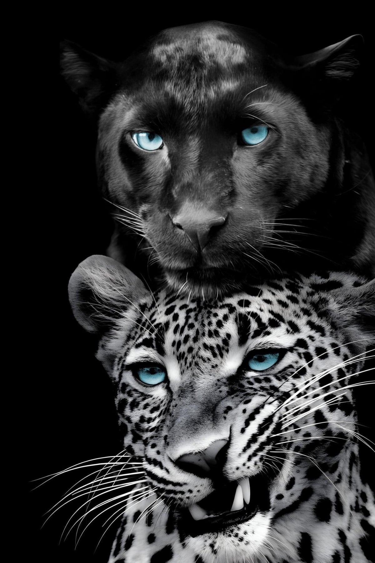 Azure Gaze Duo - 40" x 60" Framed Wall Art - Black