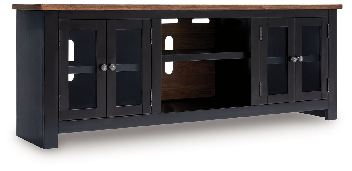 Wildenauer - XL TV Stand With Fireplace Option - Brown / Black